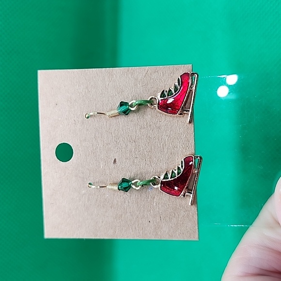 Jewelry - Red ice skate earrings